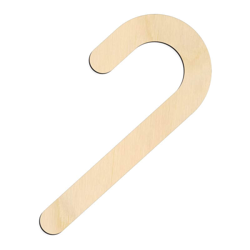 Laser-cut baltic birch silhouette of STANDARD CANDY CANE