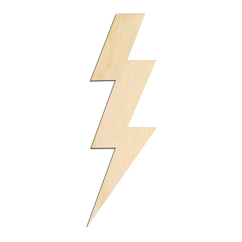 Laser-cut baltic birch silhouette of STANDARD LIGHTNING BOLT