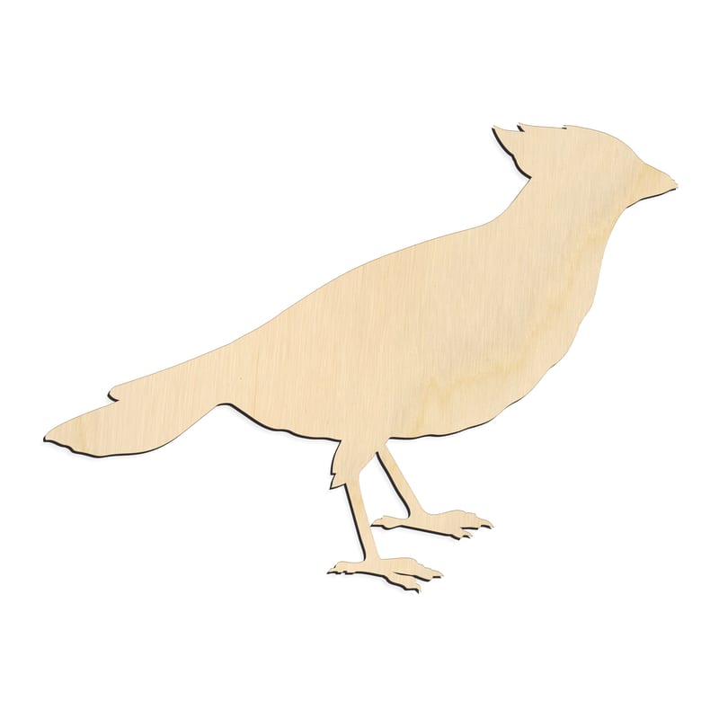 Laser-cut baltic birch silhouette of STANDING CARDINAL