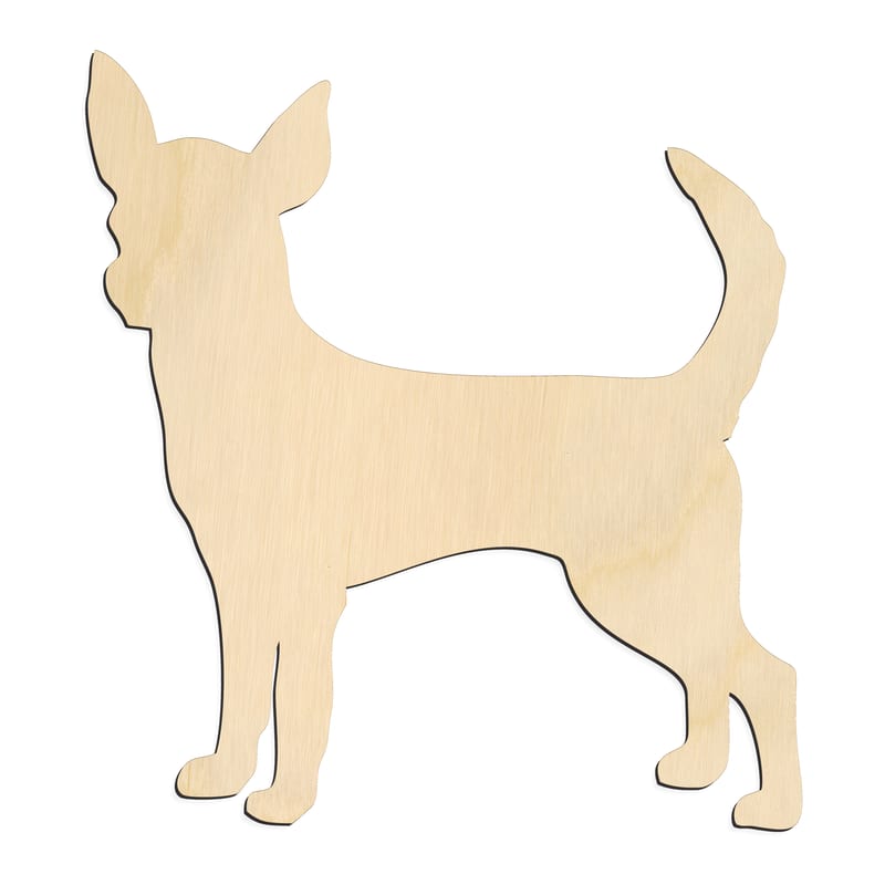 Laser-cut baltic birch silhouette of Standing Chihuahua