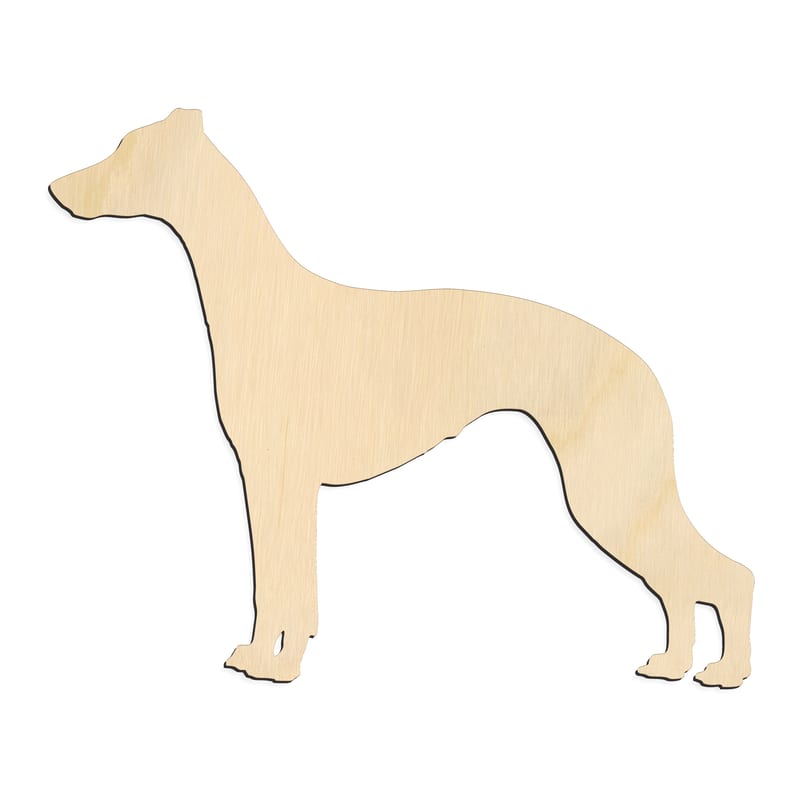 Laser-cut baltic birch silhouette of STANDING DOG WHIPPET SILHOUETTE