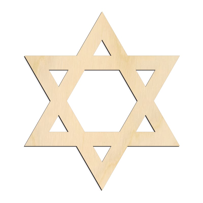 Laser-cut baltic birch silhouette of Star of David