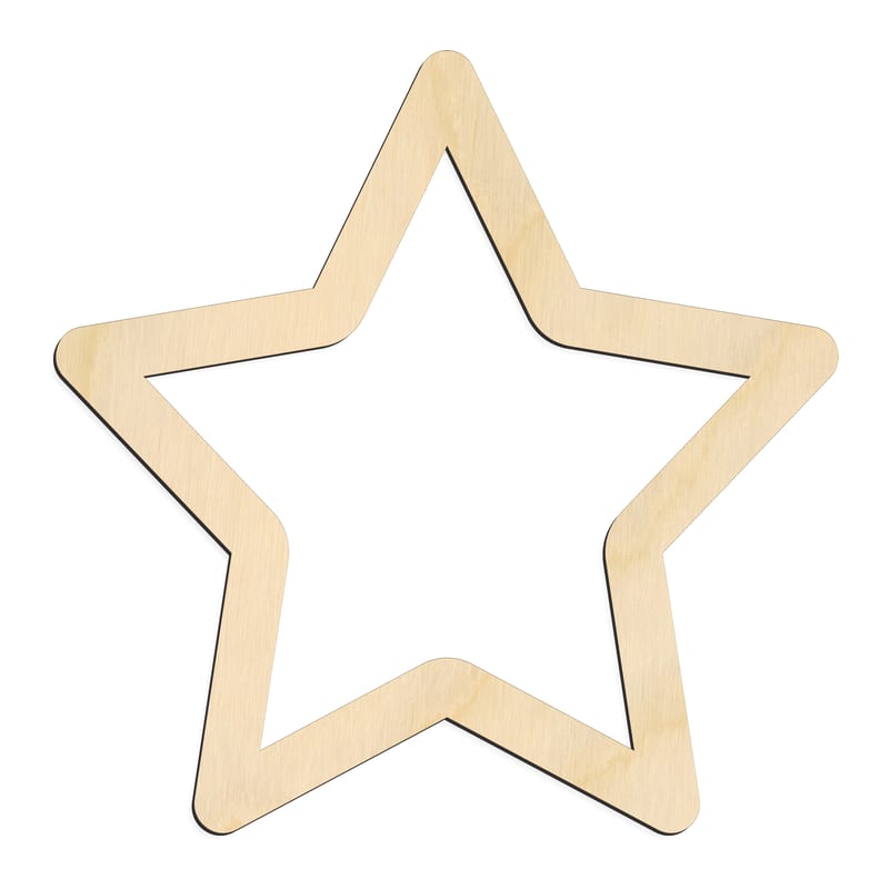Laser-cut baltic birch silhouette of Star Outline