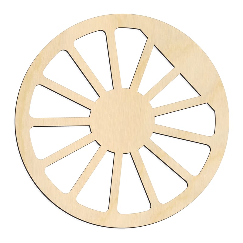 Laser-cut baltic birch silhouette of Steam Locomotive Wheel