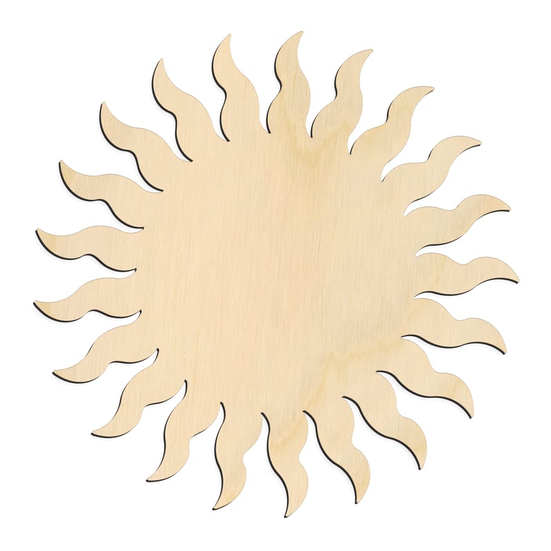 Laser-cut baltic birch silhouette of SUN WAVY RAYS DENSE