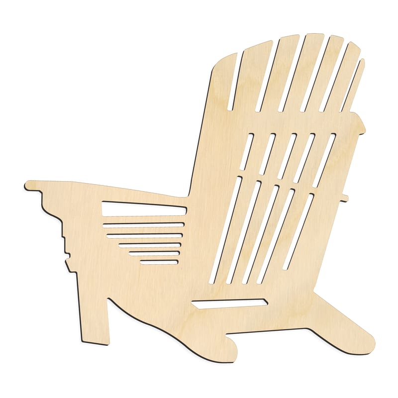 Laser-cut baltic birch silhouette of SUNSET ADIRONDACK CHAIR