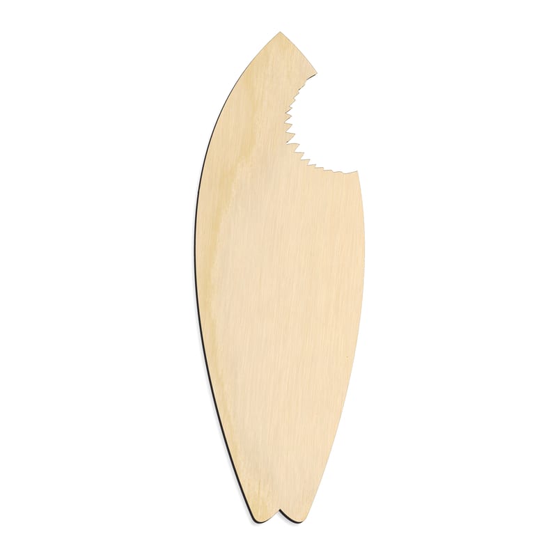 Laser-cut baltic birch silhouette of SURF BOARD BITE