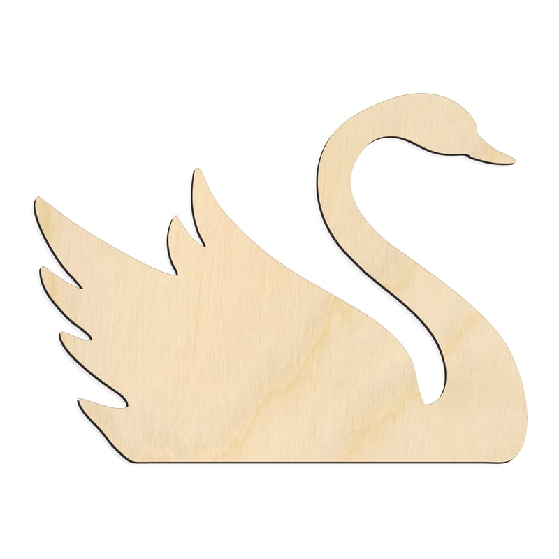 Laser-cut baltic birch silhouette of Swan