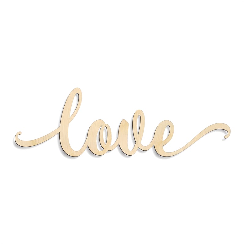 Laser-cut baltic birch silhouette of SWASH LOVE SCRIPT