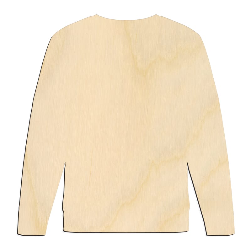 Laser-cut baltic birch silhouette of Sweater Cutout