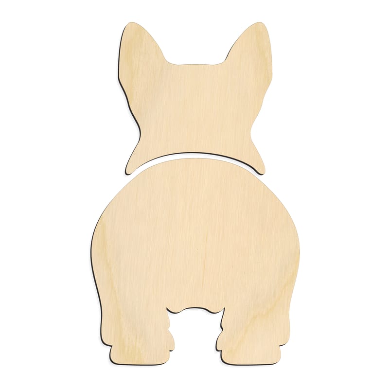 Laser-cut baltic birch silhouette of French Bulldog Butt