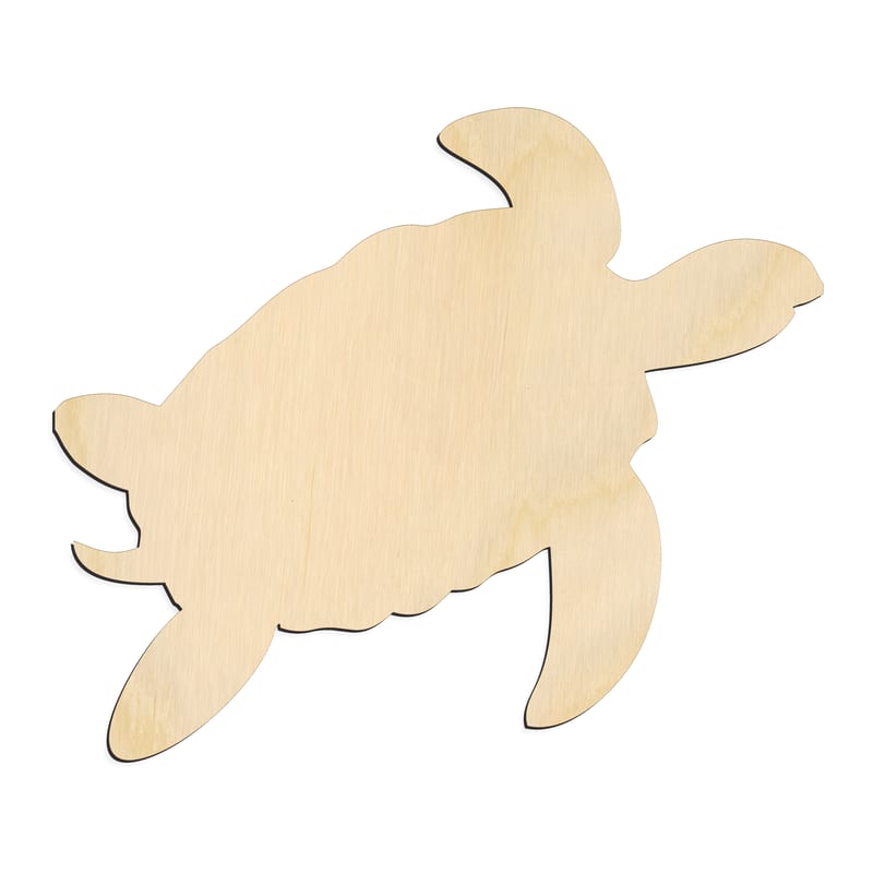 Laser-cut baltic birch silhouette of SWIMMING SEA TURTLE