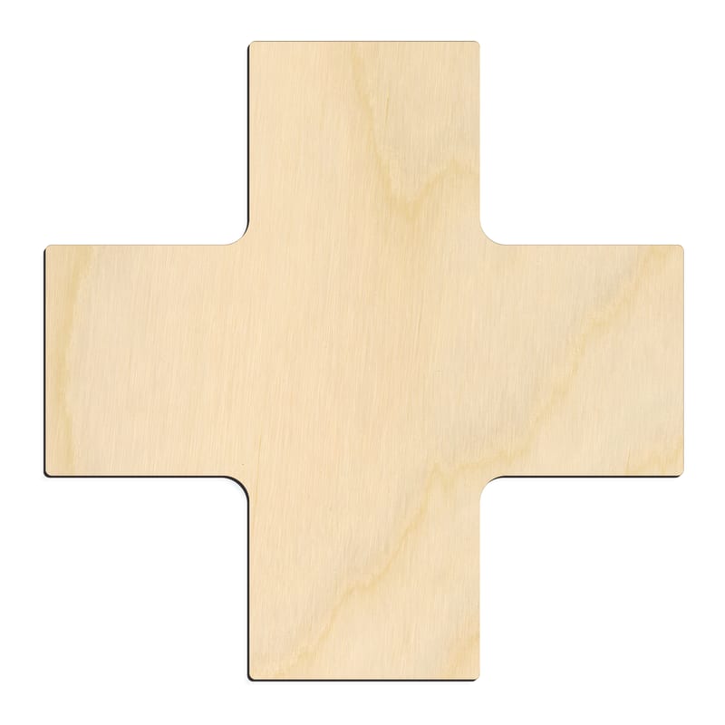 Laser-cut baltic birch silhouette of SWISS CROSS