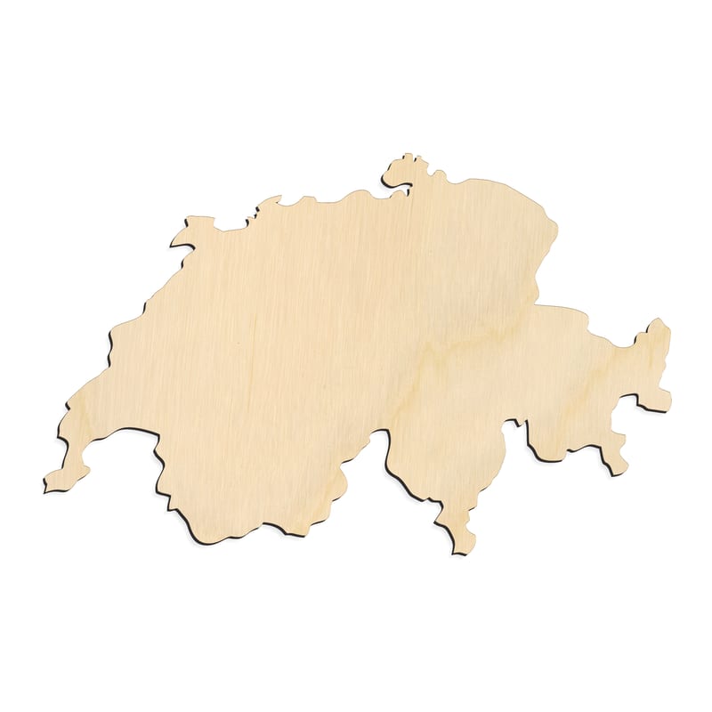 Laser-cut baltic birch silhouette of SWITZERLAND