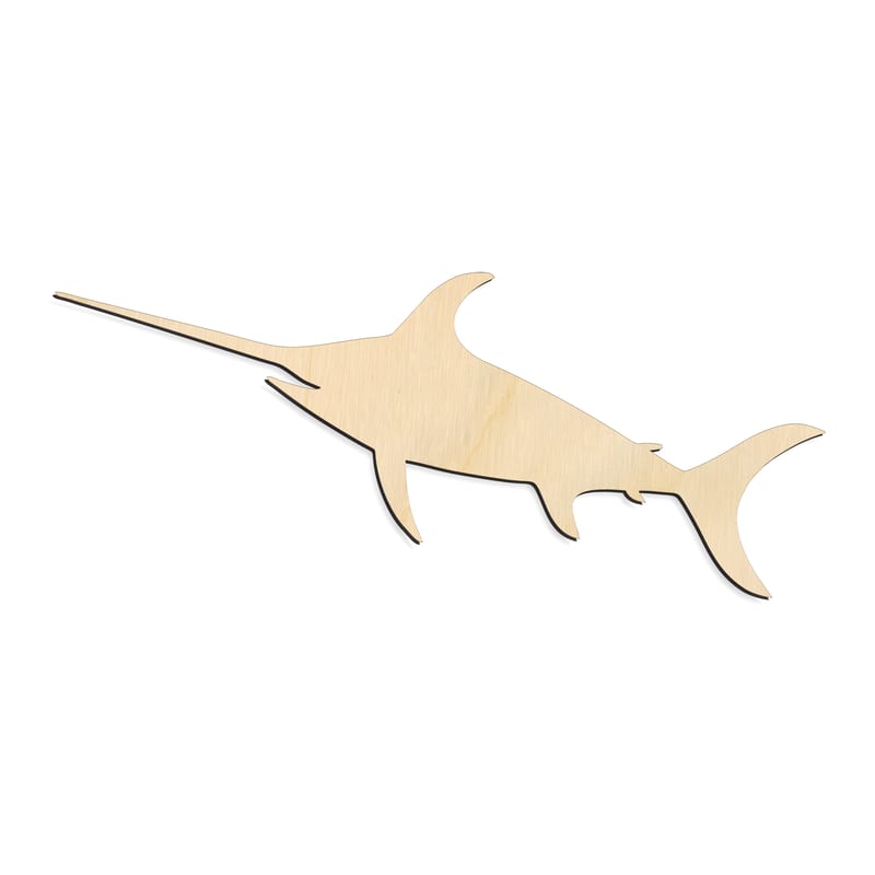 Laser-cut baltic birch silhouette of SWORD FISH STRAIGHT BILL