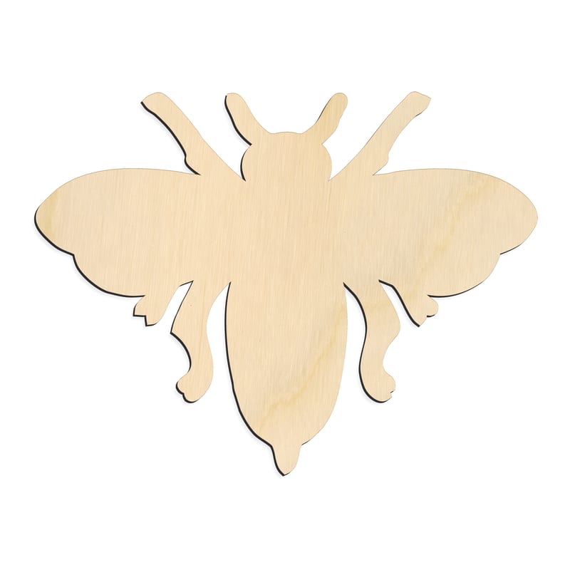 Laser-cut baltic birch silhouette of SYMETROCAL BEE SILLOUETTE