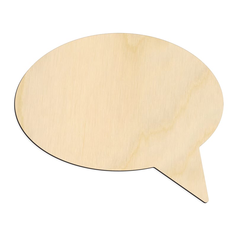 Laser-cut baltic birch silhouette of TALK BUBBLE EMOJI