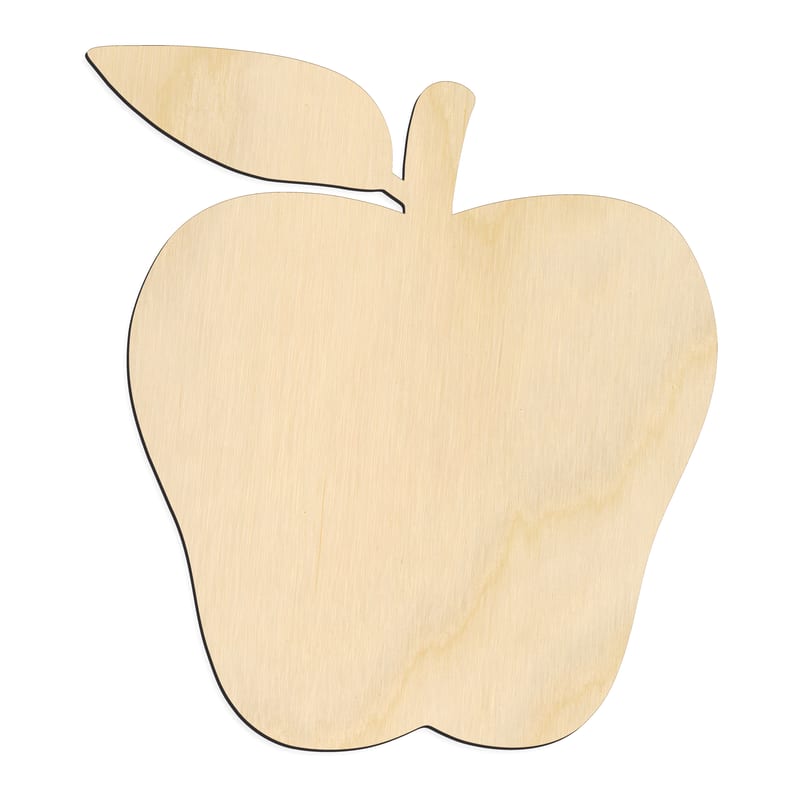 Laser-cut baltic birch silhouette of Tall Apple