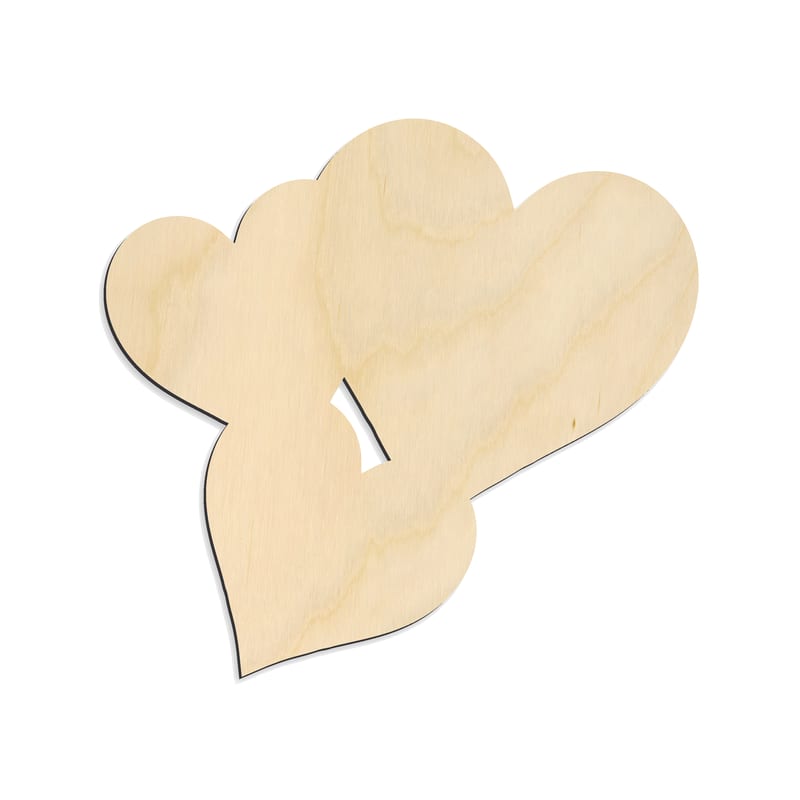 Laser-cut baltic birch silhouette of THREE HEART