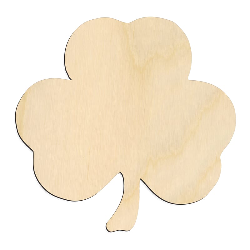 Laser-cut baltic birch silhouette of Three Leaf Clover