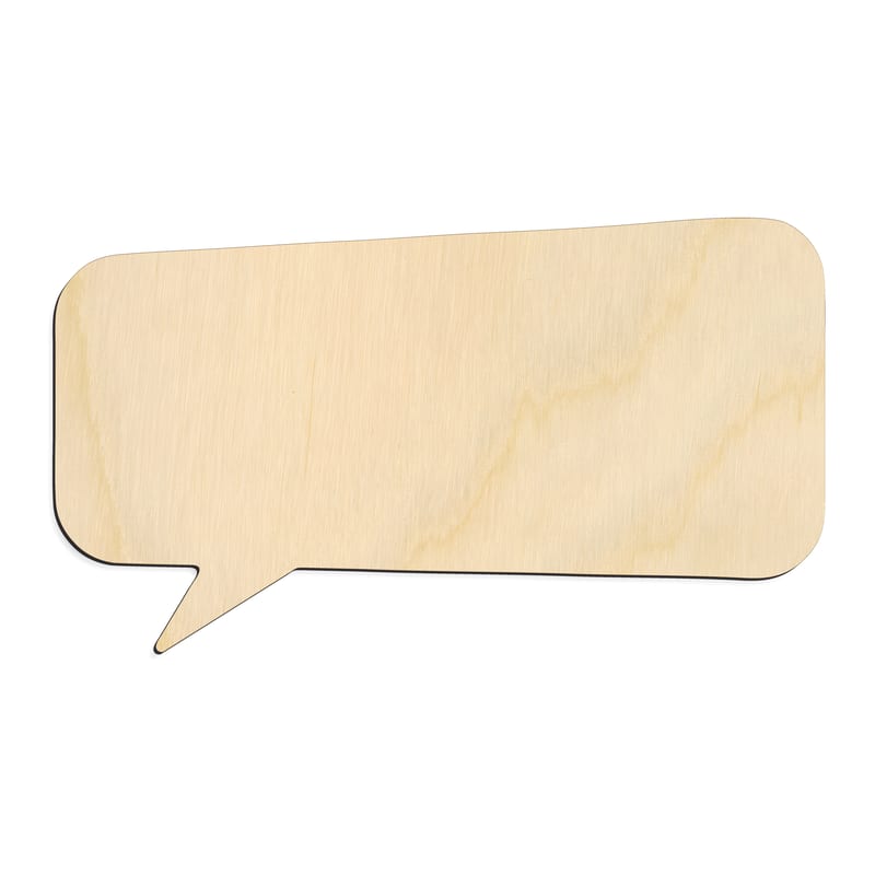 Laser-cut baltic birch silhouette of TILTED TALK BUBBLE