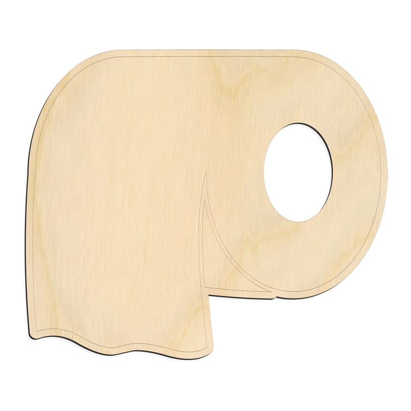 Laser-cut baltic birch silhouette of Toilet Paper Roll