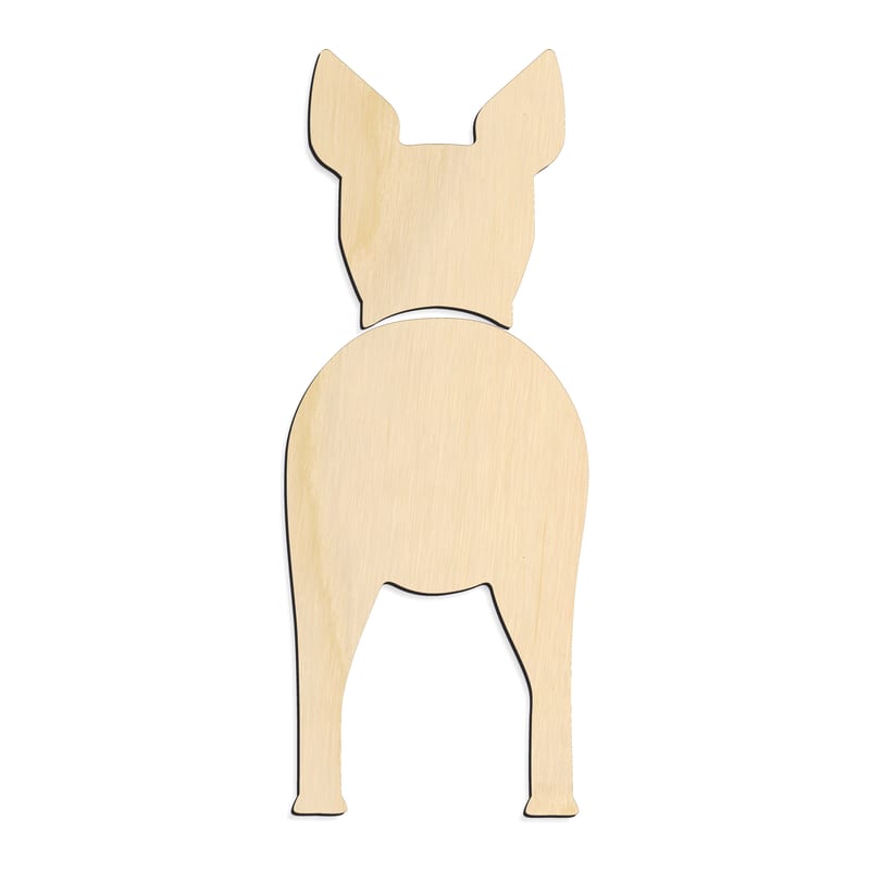 Laser-cut baltic birch silhouette of Toy Fox Terrier