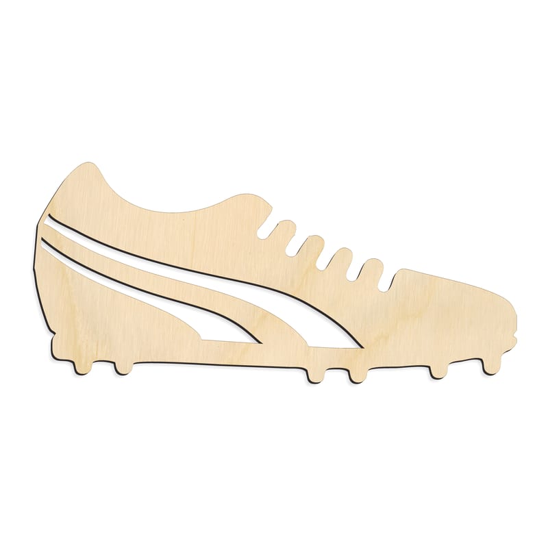 Laser-cut baltic birch silhouette of Soccer Cleat