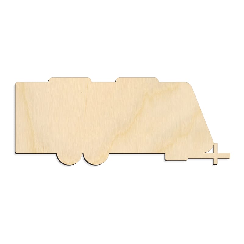 Laser-cut baltic birch silhouette of TRAVEL TRAILER CAMPER
