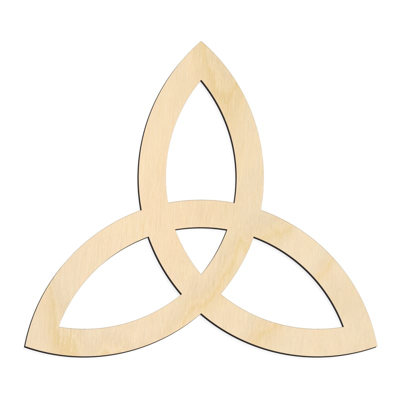 Laser-cut baltic birch silhouette of TRIQUETA SYMBOL