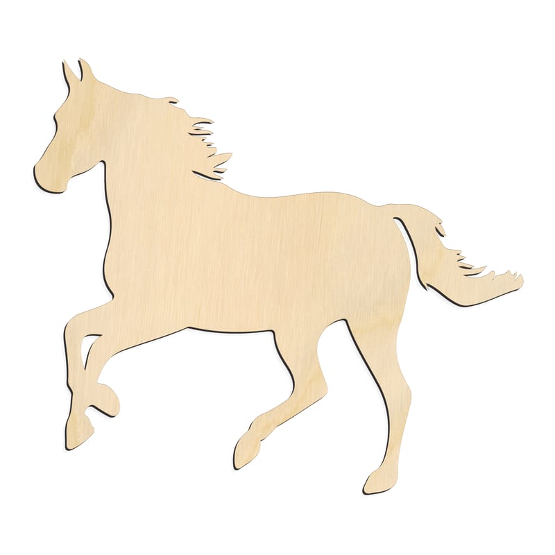 Laser-cut baltic birch silhouette of Trotting Horse