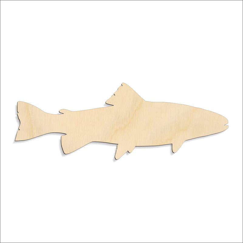 Laser-cut baltic birch silhouette of Trout