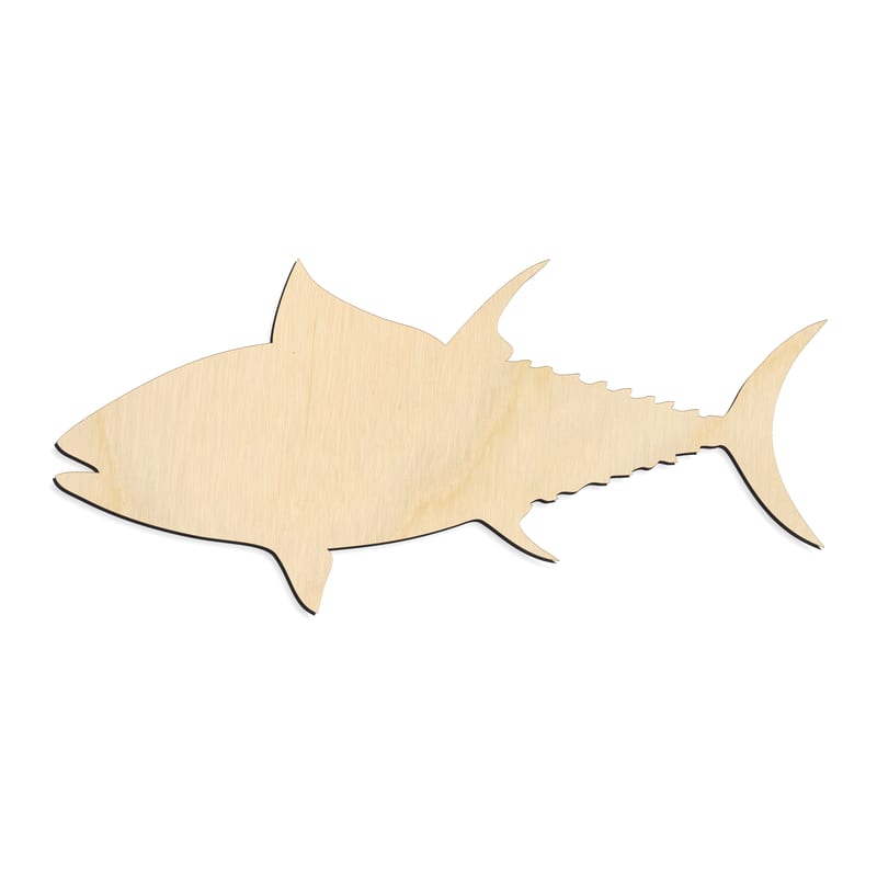 Laser-cut baltic birch silhouette of Tuna Fish