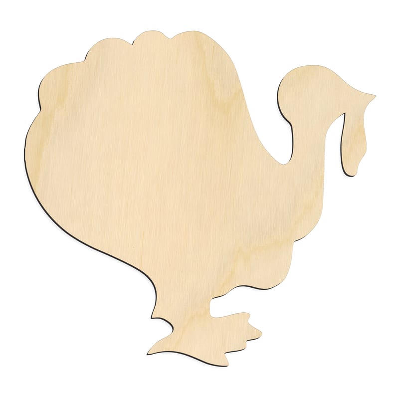 Laser-cut baltic birch silhouette of Walking Turkey