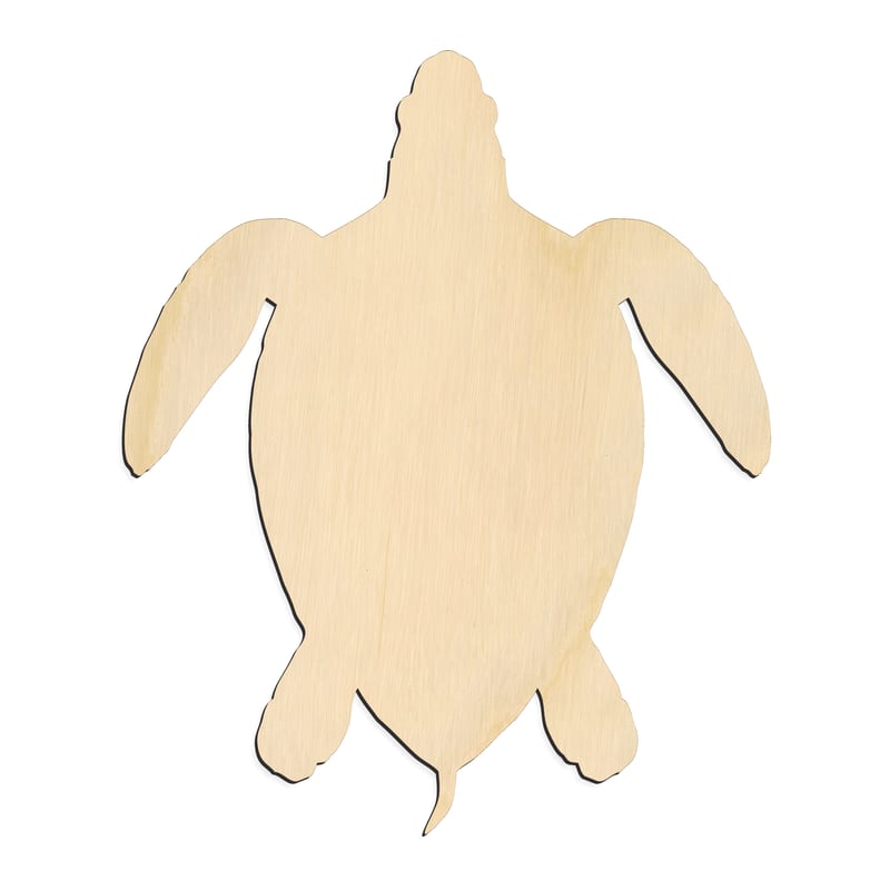 Laser-cut baltic birch silhouette of ROUNDED FRONT TURTLE