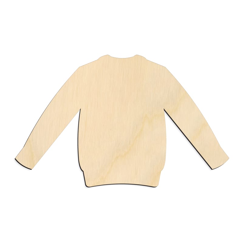 Laser-cut baltic birch silhouette of Ugly Sweater