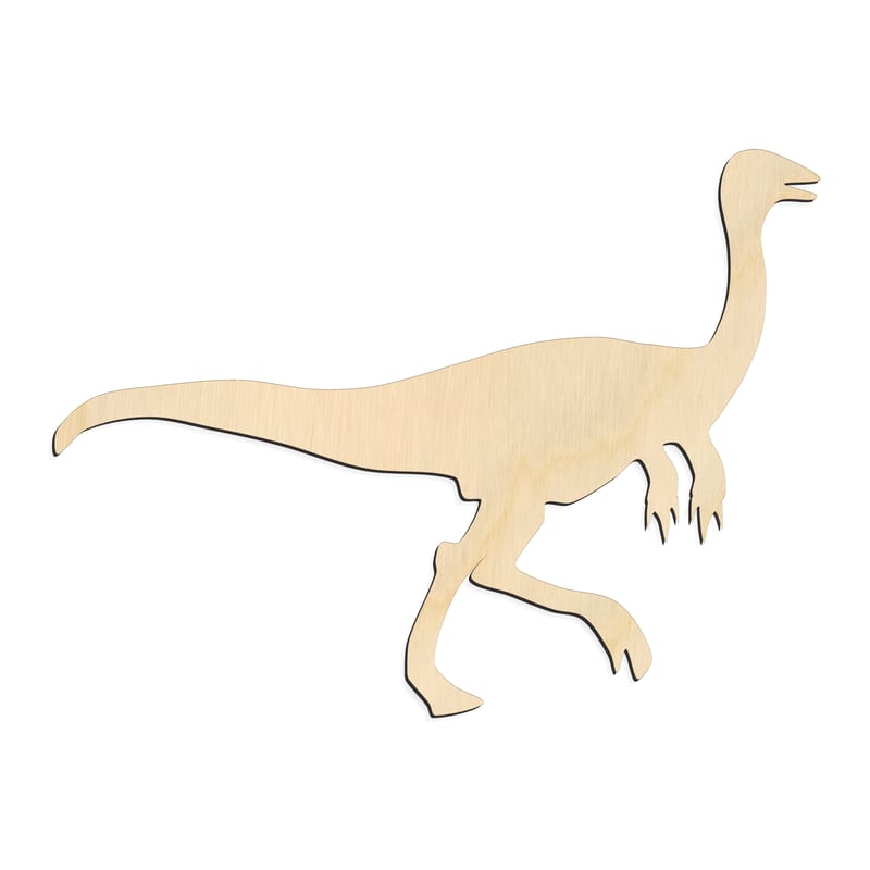 Laser-cut baltic birch silhouette of UPRIGHT CRESTED DINOSAUR