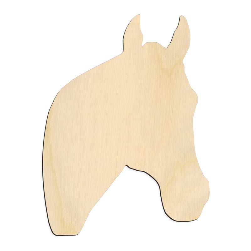 Laser-cut baltic birch silhouette of UPRIGHT HORSE HEAD