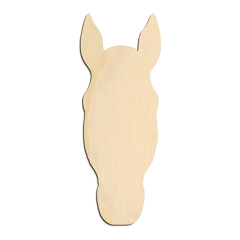 Laser-cut baltic birch silhouette of NARROW UPRIGHT HORSE HEAD