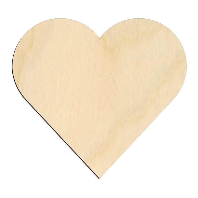 Laser-cut baltic birch silhouette of VALENTINES HEART