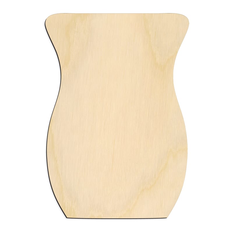 Laser-cut baltic birch silhouette of Curved Body Vase