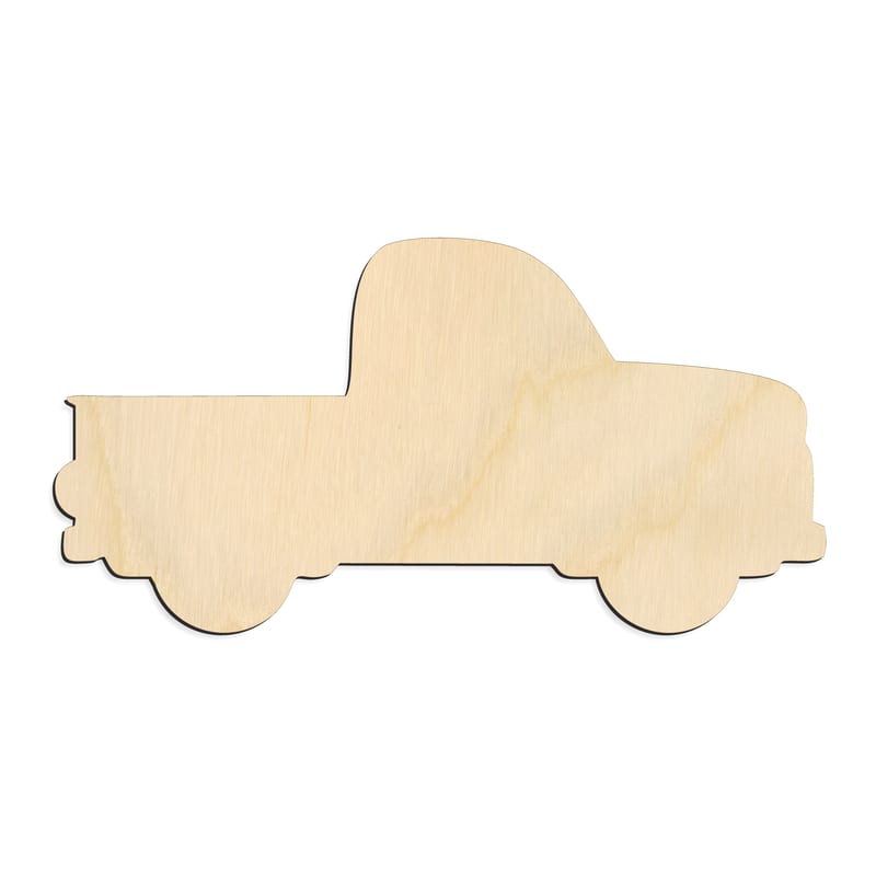 Laser-cut baltic birch silhouette of VINTAGE TRUCK SILHOUETTE
