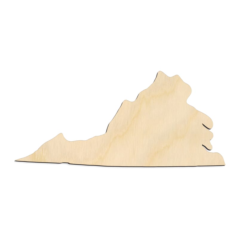 Laser-cut baltic birch silhouette of VIRGINIA STATE CRAFT VARIANT