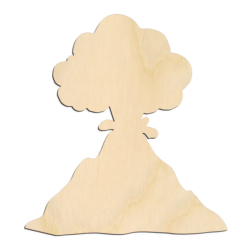 Laser-cut baltic birch silhouette of VOLCANO