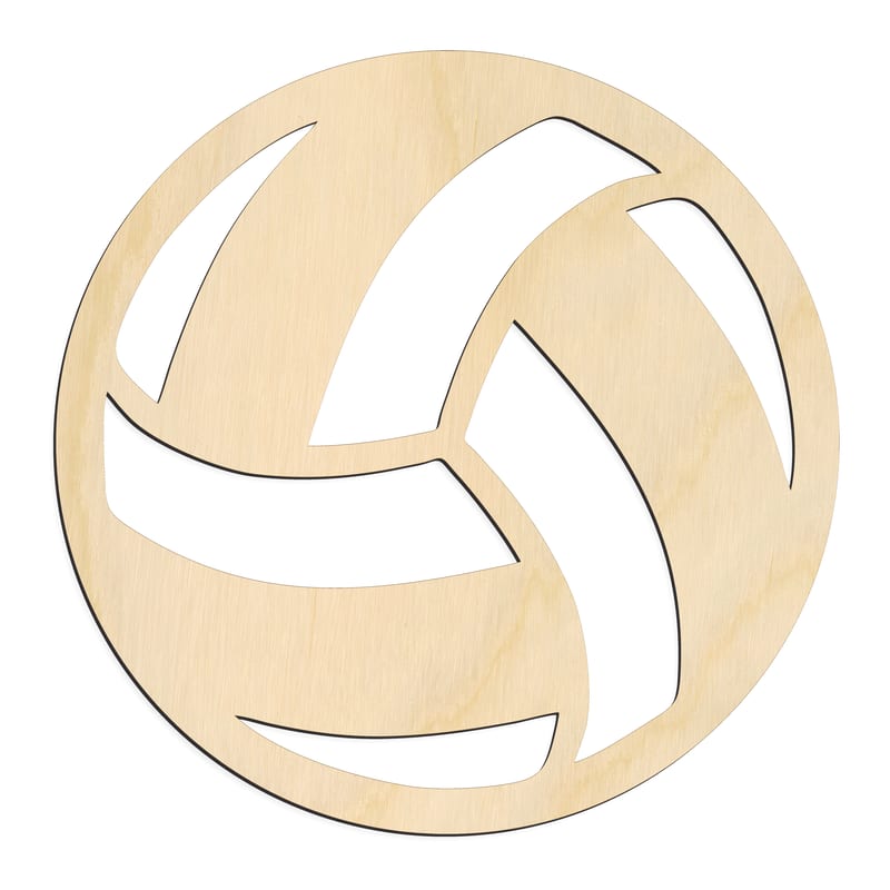 Laser-cut baltic birch silhouette of VOLLEY BALL OUTLINE
