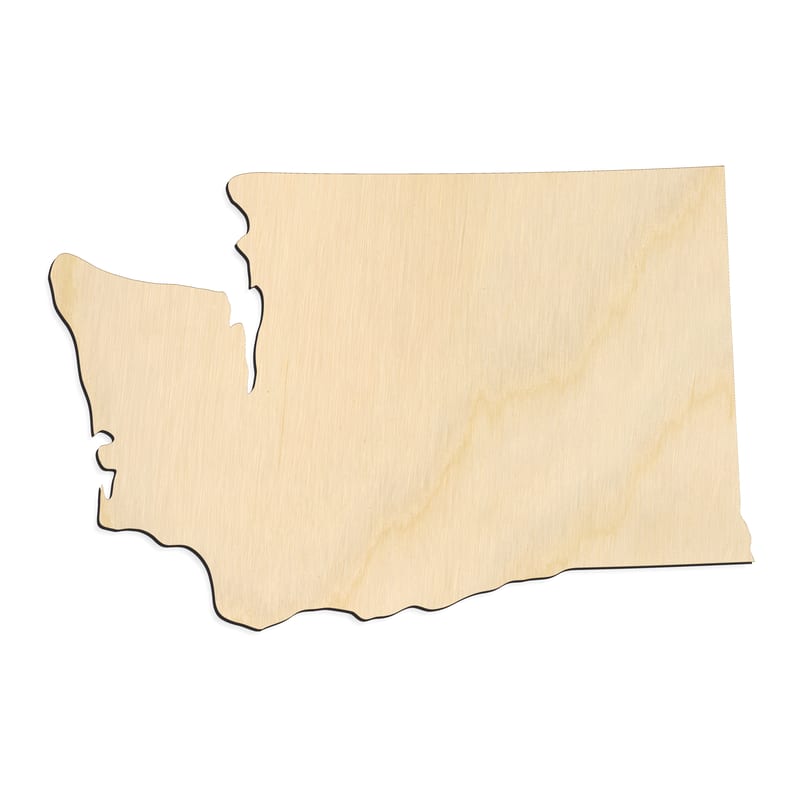 Laser-cut baltic birch silhouette of WASHINGTON STATE CRAFT VARIANT