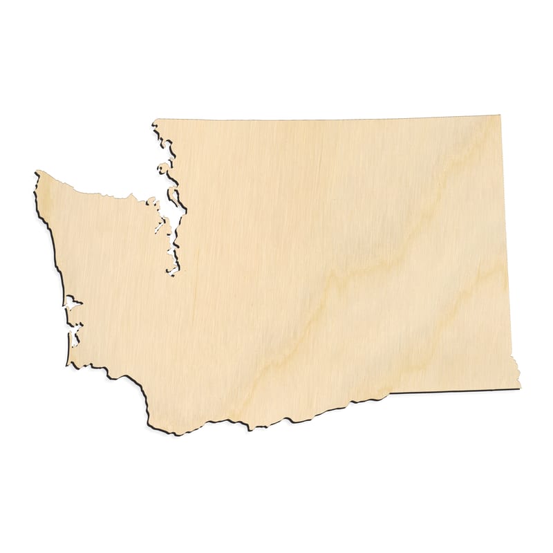 Laser-cut baltic birch silhouette of Washington State Silhouette