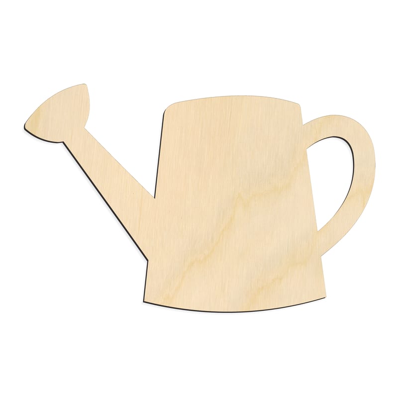Laser-cut baltic birch silhouette of WATERING CAN