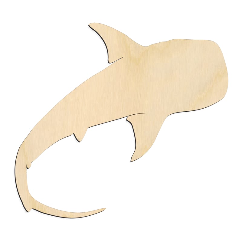 Laser-cut baltic birch silhouette of WHALE SHARK SWIMMING SILHOUETTE