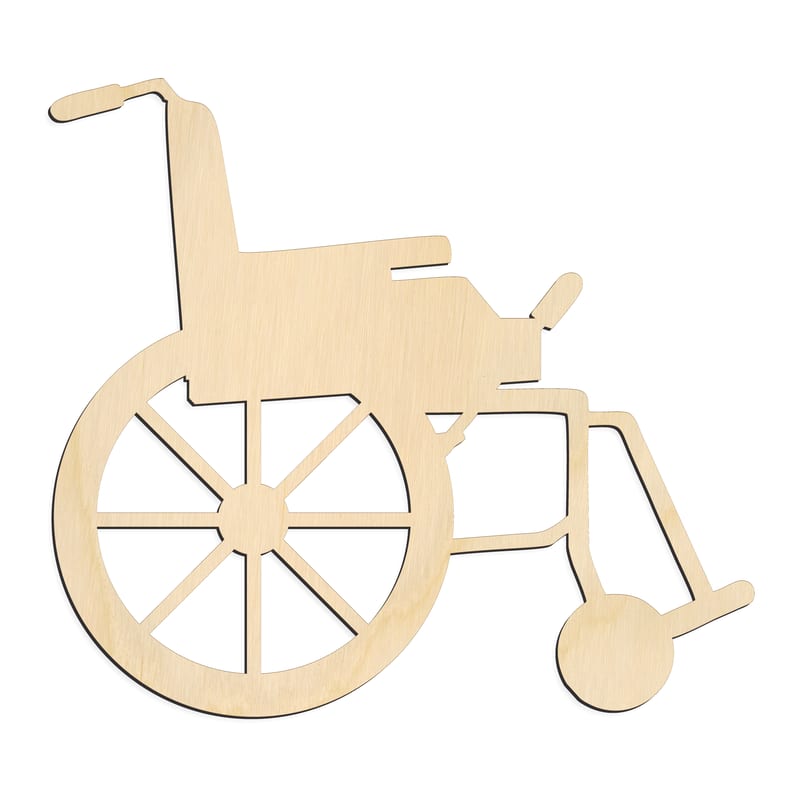 Laser-cut baltic birch silhouette of WHEEL CHAIR
